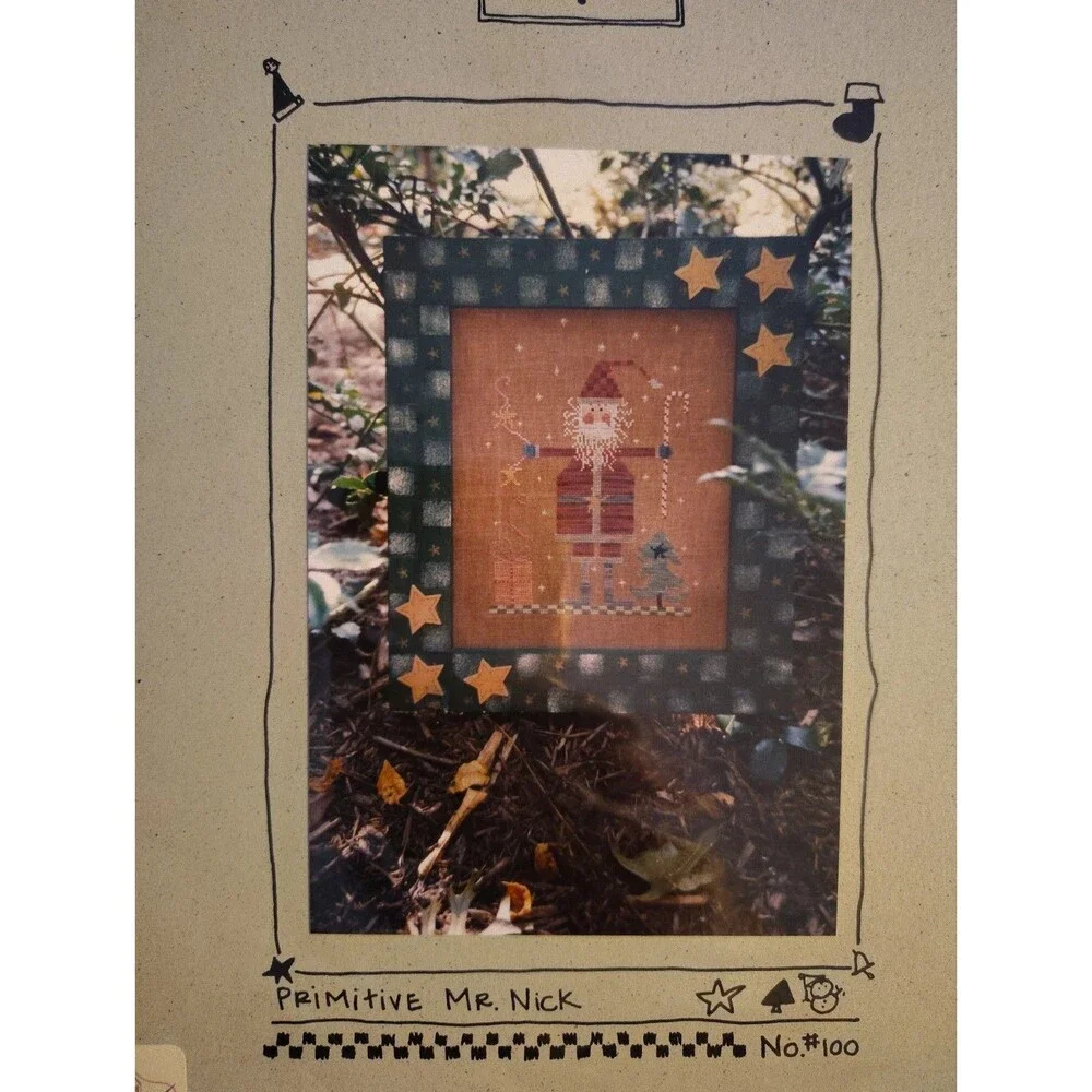Fanci That Primitive Mr Nick Cross Stitch Pattern Chart Folk Art Santa 1995 OOP